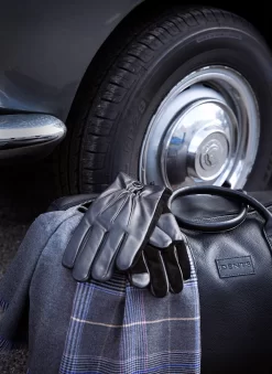 Men’s Touchscreen Three-Point Wool-Lined Suede And Leather Gloves -Fashion Accessories Shop 5 1565 Black