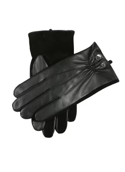 Men’s Touchscreen Three-Point Wool-Lined Suede And Leather Gloves