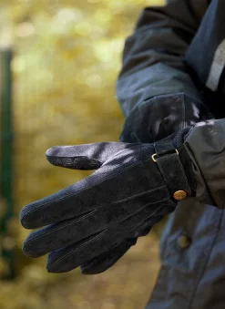 Men's Three-Point Fleece-Lined Suede Gloves -Fashion Accessories Shop 5 1617 Black 22785471 e7c0 4264 8a41 6c1c968ac8b4