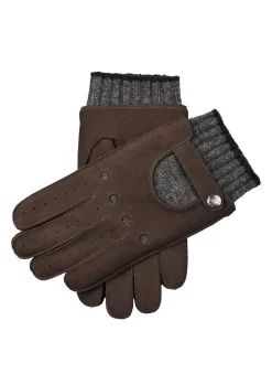 Men’s Water-Resistant Wool Blend-Lined Nubuck Leather Gloves With Knitted Cuffs -Fashion Accessories Shop 5 1625Brown