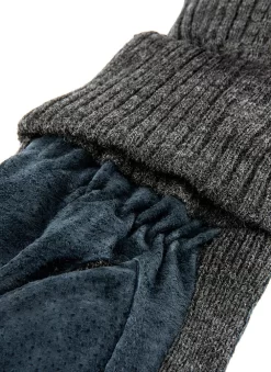 Men's Three-Point Fleece-Lined Suede Gloves With Knitted Cuffs -Fashion Accessories Shop 5 1629 3 copy