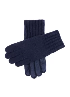 Men's Cashmere Knitted Gloves With Suede Palm Patch -Fashion Accessories Shop 5 4522 navy 8719d6c7 97d0 4fe2 8c08 d5c7b6790cbe
