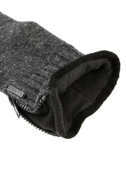 Men's Thinsulate-Lined Knitted Gloves With Zip -Fashion Accessories Shop 5 4530 charcoal 3