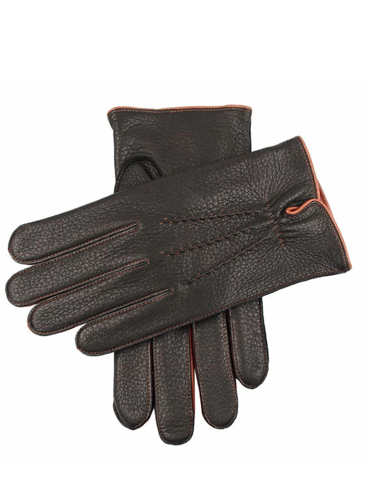 Men's Three-Point Cashmere-Lined Deerskin Leather Gloves 1 Men's Three-Point Cashmere-Lined Deerskin Leather Gloves