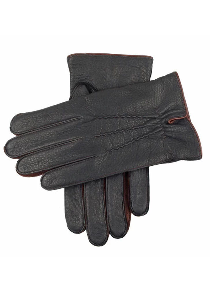 Men's Three-Point Cashmere-Lined Deerskin Leather Gloves 2 Men's Three-Point Cashmere-Lined Deerskin Leather Gloves - Image 2