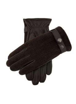 Men's Fleece-Lined Corduroy And Leather Gloves