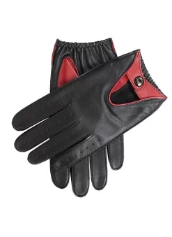 Men's Leather Driving Gloves With Colour Contrast Details