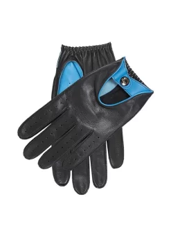 Men's Leather Driving Gloves With Colour Contrast Details -Fashion Accessories Shop 5 9051 20turquoise