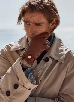 Men's Wool-Lined Quilted Leather Gloves With Knitted Cuffs -Fashion Accessories Shop 5 9053 Model