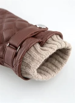 Men's Wool-Lined Quilted Leather Gloves With Knitted Cuffs -Fashion Accessories Shop 5 9053 202