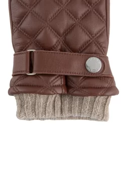 Men's Wool-Lined Quilted Leather Gloves With Knitted Cuffs -Fashion Accessories Shop 5 9053 203