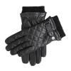 Men's Wool-Lined Quilted Leather Gloves With Knitted Cuffs