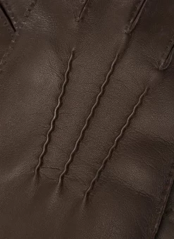 Men's Touchscreen Handsewn Three-Point Cashmere-Lined Leather Gloves -Fashion Accessories Shop 5 9201 20brown 201