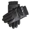 Men's Touchscreen Lined Leather Gloves With Knitted Cuffs