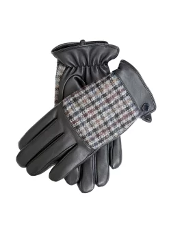 Men's Faux Fur-Lined Abraham Moon Dogtooth Tweed And Leather Gloves 14 Men's Faux Fur-Lined Abraham Moon Dogtooth Tweed And Leather Gloves -Fashion Accessories Shop 5 9308BlackSlate