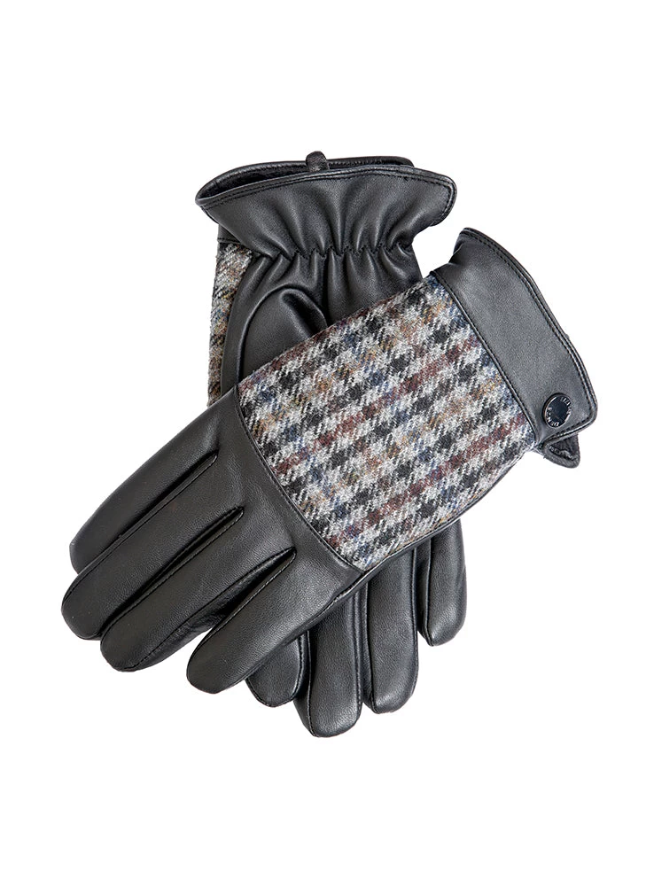 Men's Faux Fur-Lined Abraham Moon Dogtooth Tweed And Leather Gloves 7 Men's Faux Fur-Lined Abraham Moon Dogtooth Tweed And Leather Gloves - Image 7