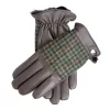 Men's Faux Fur-Lined Abraham Moon Dogtooth Tweed And Leather Gloves