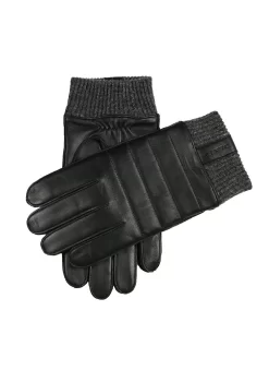 Men’s Touchscreen Water-Resistant Lined Leather Gloves With Stitch Detail