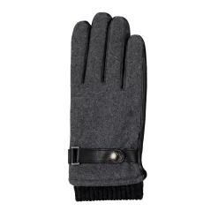 Men’s Touchscreen Lined Flannel And Leather Gloves -Fashion Accessories Shop 5 9314 Charcoal Black 2