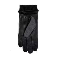 Men’s Touchscreen Lined Flannel And Leather Gloves -Fashion Accessories Shop 5 9314 Charcoal Black 3