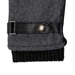 Men’s Touchscreen Lined Flannel And Leather Gloves -Fashion Accessories Shop 5 9314 Charcoal Black 4