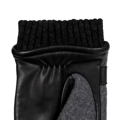 Men’s Touchscreen Lined Flannel And Leather Gloves -Fashion Accessories Shop 5 9314 Charcoal Black 5