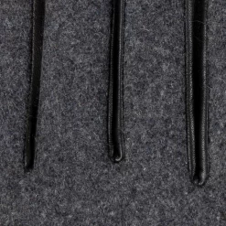 Men’s Touchscreen Lined Flannel And Leather Gloves -Fashion Accessories Shop 5 9314 Charcoal Black 6