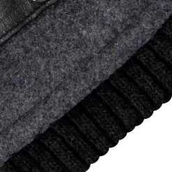 Men’s Touchscreen Lined Flannel And Leather Gloves -Fashion Accessories Shop 5 9314 Charcoal Black 9
