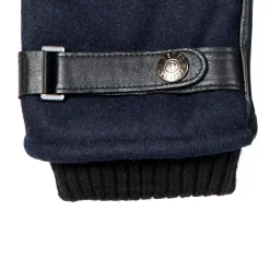 Men’s Touchscreen Lined Flannel And Leather Gloves -Fashion Accessories Shop 5 9314 Navy Black 4