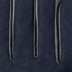 Men’s Touchscreen Lined Flannel And Leather Gloves -Fashion Accessories Shop 5 9314 Navy Black 6