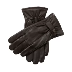 Men’s Touchscreen Lined Leather Gloves With Contrast Stitching