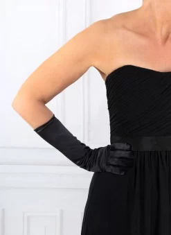 Women's Long Below-Elbow Satin Gloves 11 Women's Long Below-Elbow Satin Gloves -Fashion Accessories Shop 6 2102 black