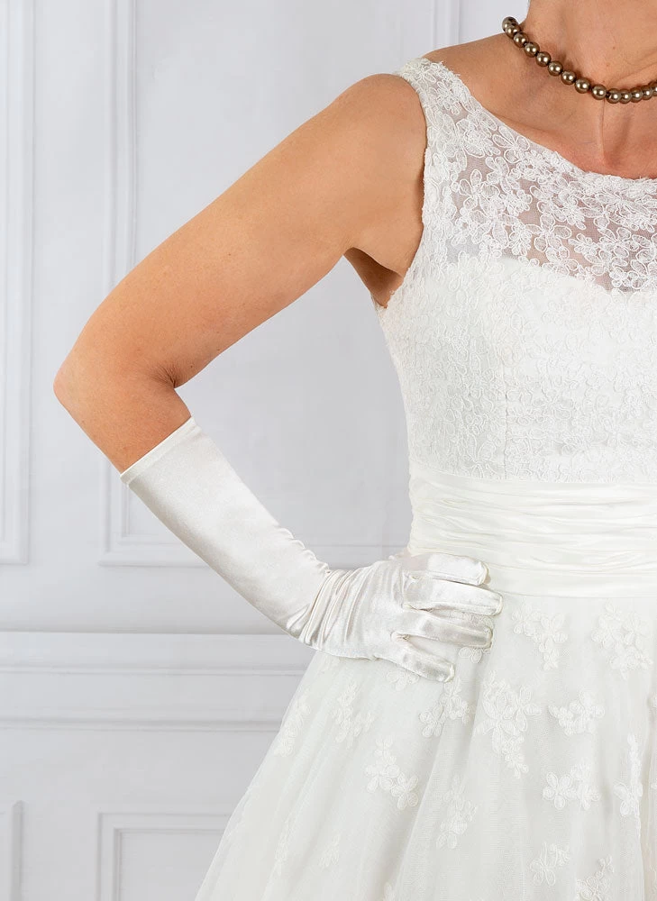 Women's Long Below-Elbow Satin Gloves 2 Women's Long Below-Elbow Satin Gloves - Image 2