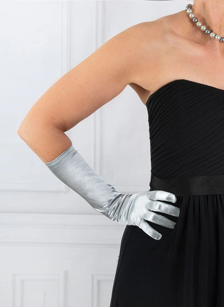 Women's Long Below-Elbow Satin Gloves 8 Women's Long Below-Elbow Satin Gloves - Image 8