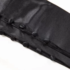 Women's Long Below-Elbow Satin Gloves With Buttons -Fashion Accessories Shop 6 2107 Black 2