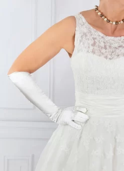 Women's Long Below-Elbow Satin Gloves With Buttons -Fashion Accessories Shop 6 2107 ivory 312cd5e7 9e97 4ef7 9b92 54ad244da080