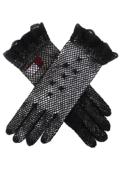 Women's Cotton Crochet Gloves -Fashion Accessories Shop 6 2114Black