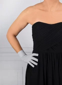 Women's Three-Point Matt Satin Gloves -Fashion Accessories Shop 6 2119 dove grey