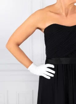 Women's Three-Point Matt Satin Gloves -Fashion Accessories Shop 6 2119 ivory