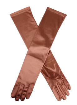 Women's Long Above-Elbow Satin Gloves -Fashion Accessories Shop 6 2181Bronze