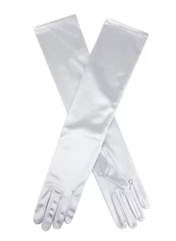 Women's Long Above-Elbow Satin Gloves -Fashion Accessories Shop 6 2181SilverGrey