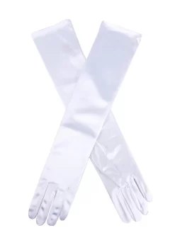 Women's Long Above-Elbow Satin Gloves -Fashion Accessories Shop 6 2181White