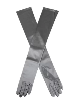 Women's Long Opera Satin Gloves -Fashion Accessories Shop 6 2182Pewter