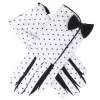 Women's Spotted Cotton Gloves With Side Bow And Trim