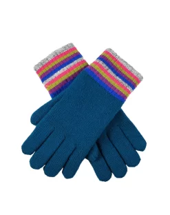 Women’s Knitted Gloves With Neon Striped Cuffs