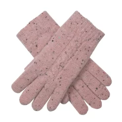 Women’s Cable Knit Gloves With Marl Yarn -Fashion Accessories Shop 6 3278 Powder Pink
