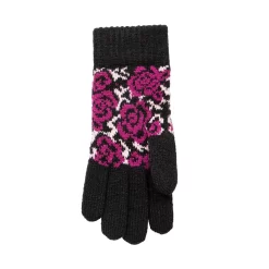 Women’s Jacquard Knitted Gloves With Rose Pattern -Fashion Accessories Shop 6 3281 Black 3