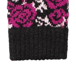 Women’s Jacquard Knitted Gloves With Rose Pattern -Fashion Accessories Shop 6 3281 Black 4