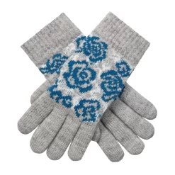 Womenâs Jacquard Knitted Gloves With Rose Pattern