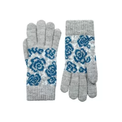 Women’s Jacquard Knitted Gloves With Rose Pattern -Fashion Accessories Shop 6 3281 Dove Grey 1